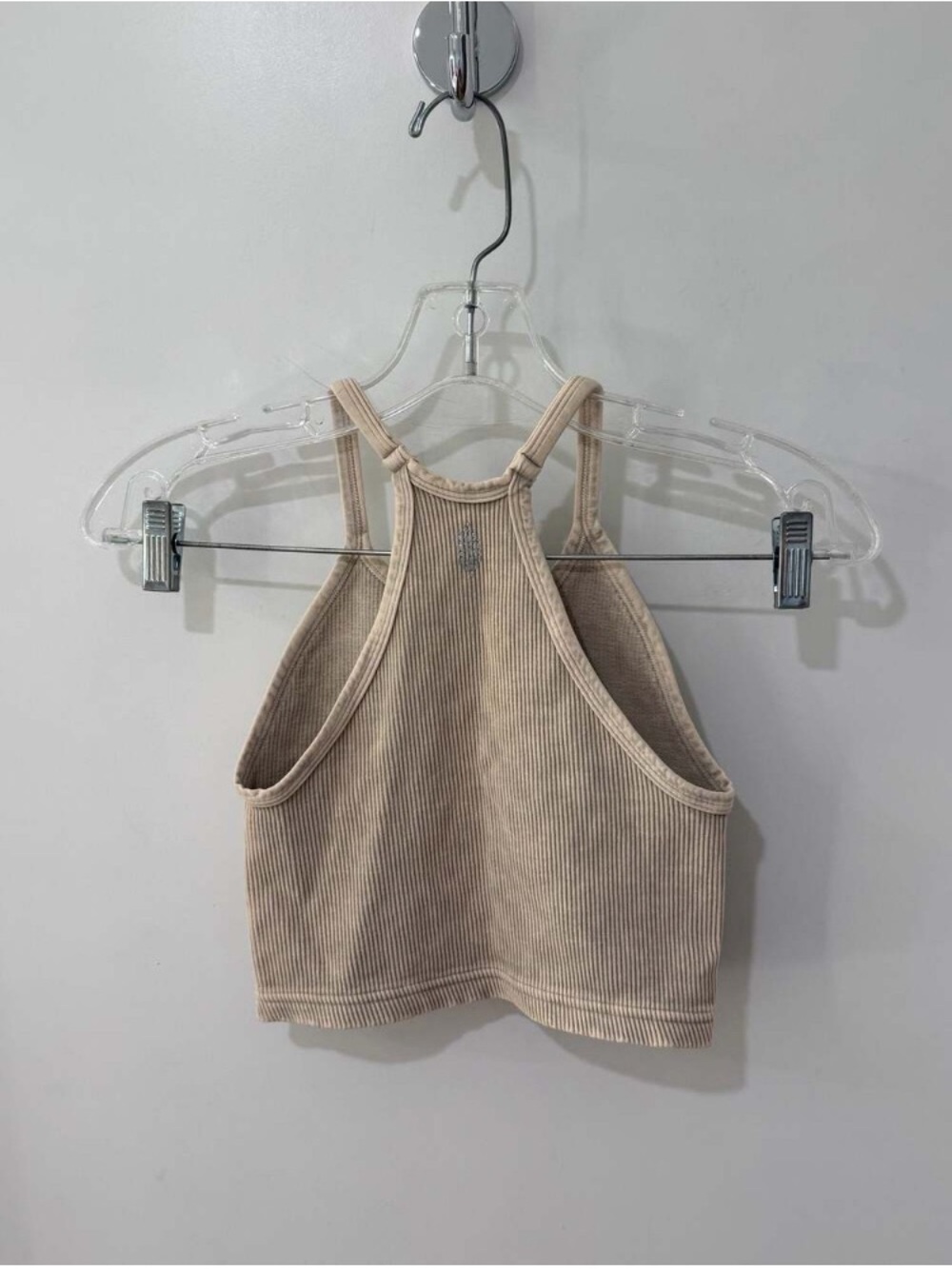 Ribbed Halter Crop Top - Neutral Cream - Picture 3 of 3